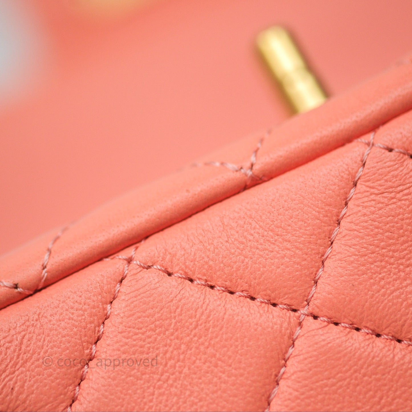 Chanel Pearl Crush Mini Square Quilted Peachy Pink Lambskin Aged Gold Hardware