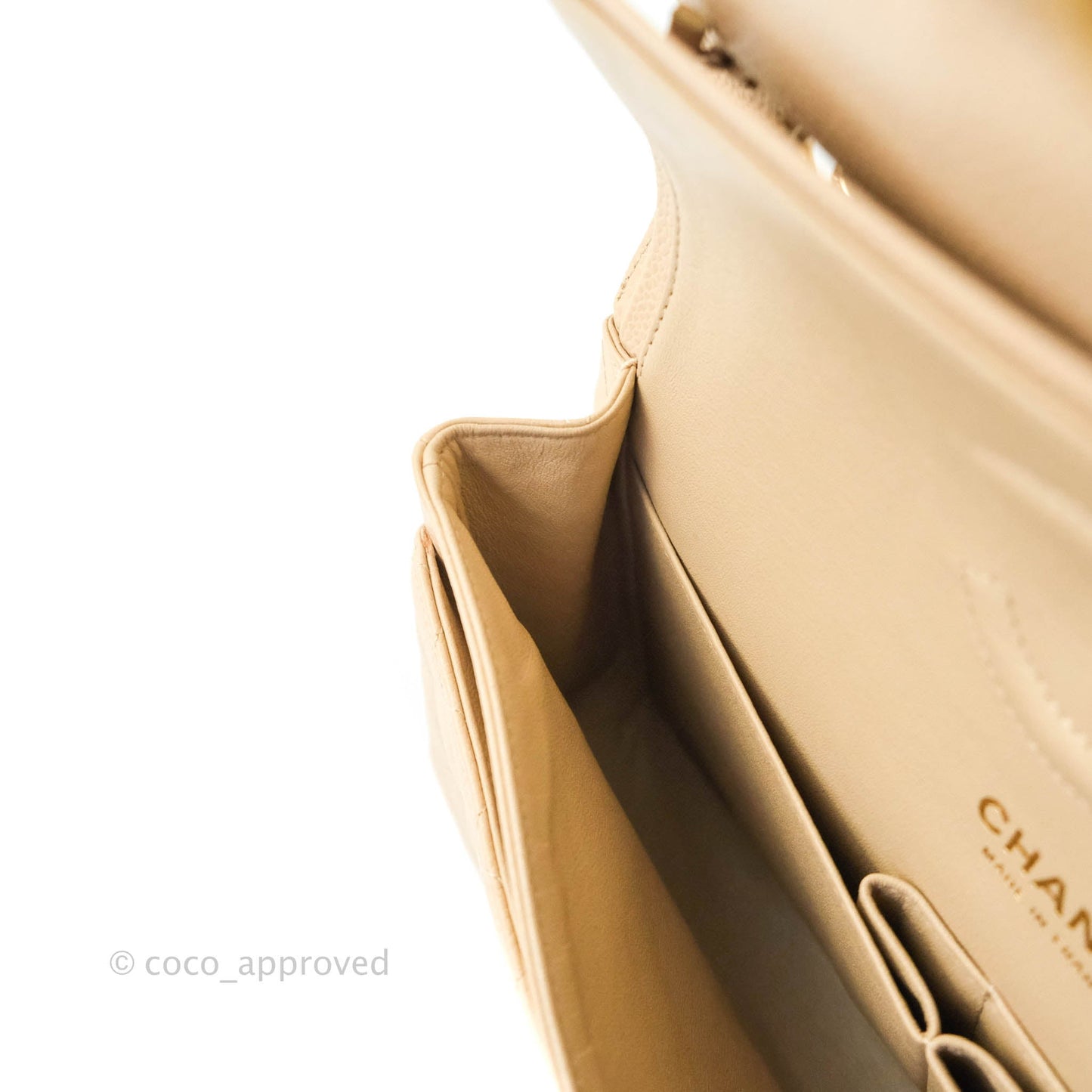 Chanel M/L Medium Double Flap Bag Beige Caviar Gold Hardware