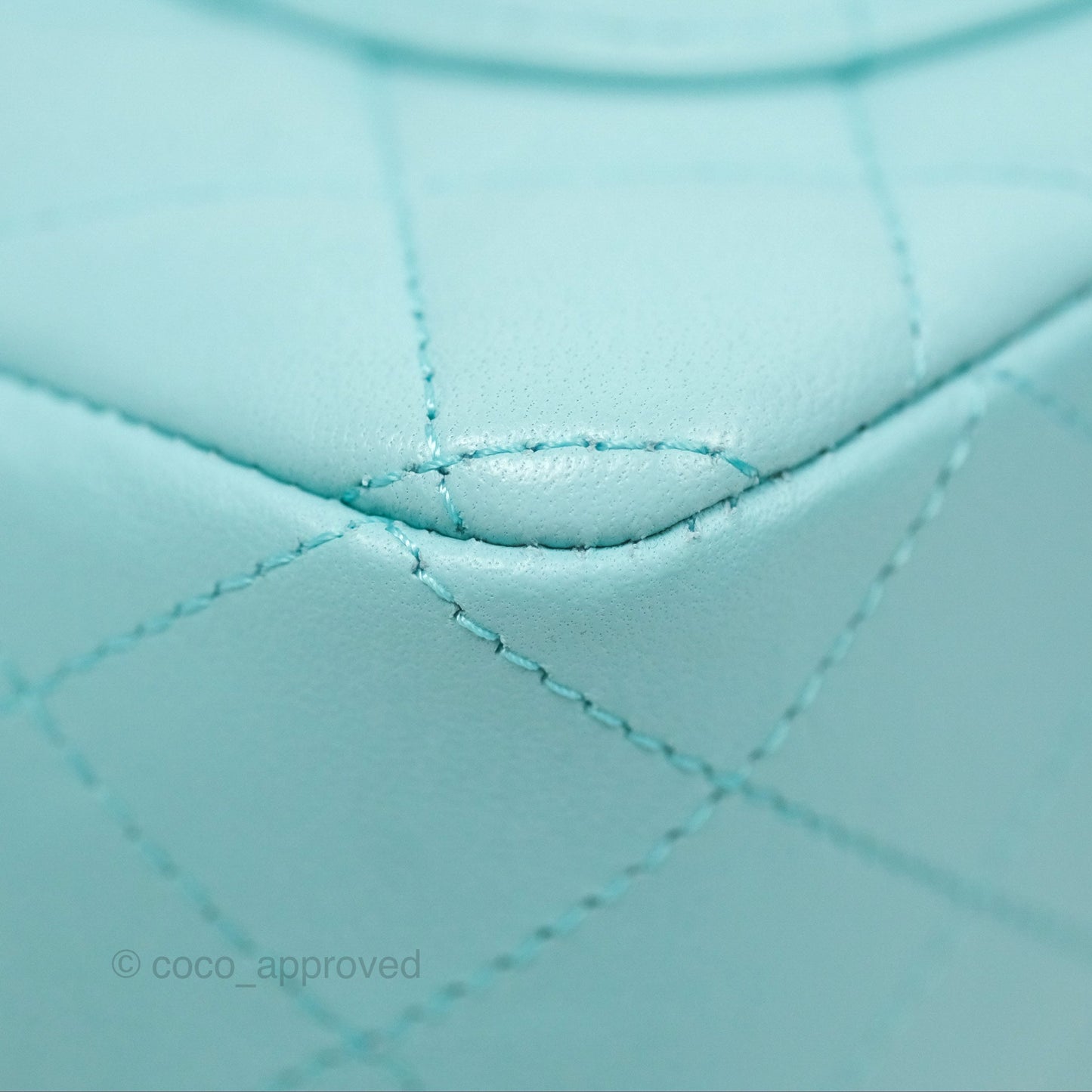 Chanel Quilted Mini Rectangular Flap Tiffany Blue Lambskin Silver Hardware