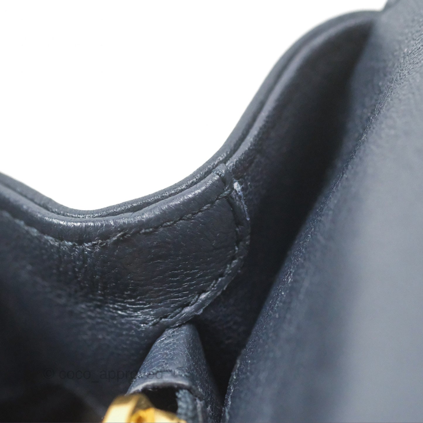 Saint Laurent Chevron Medium College Navy Chain Bag Gold Hardware