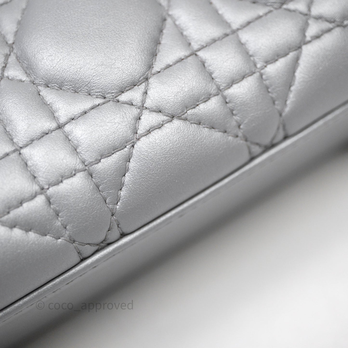 Christian Dior Mini Lady Dior Iridescent Grey Lambskin Cannage Gold Hardware