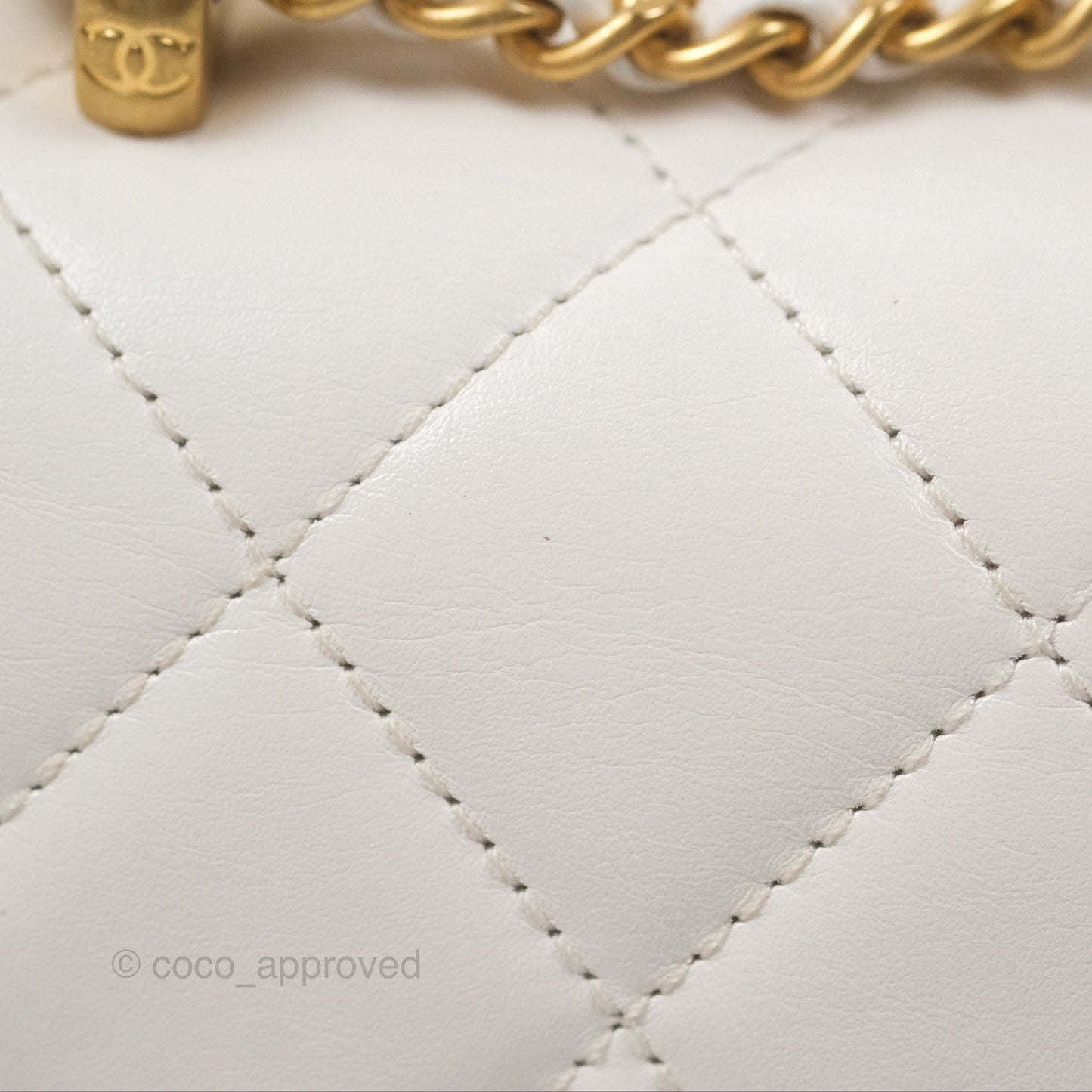 Chanel Quilted Mini Perfect Fit Adjustable White Calfskin Gold Hardware 24C