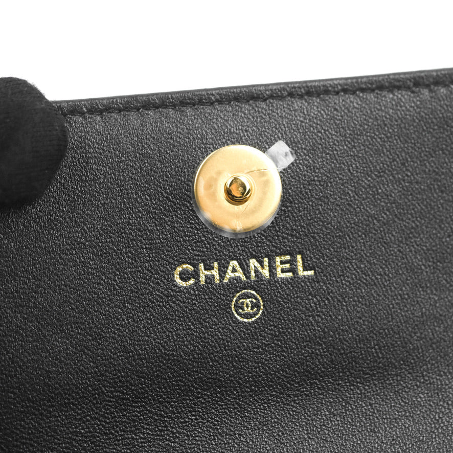 Chanel Flap Card Holder with Cuff Black Lambskin Gold Hardware