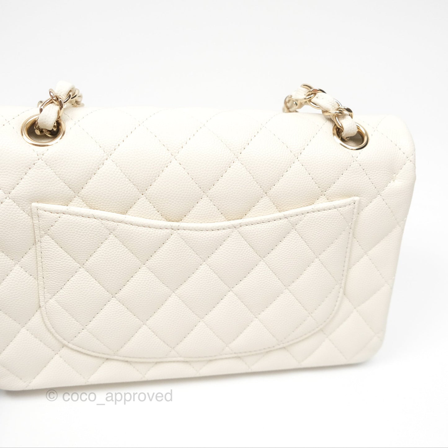 Chanel Small Classic Quilted Flap Light Ivory Caviar Gold Hardware