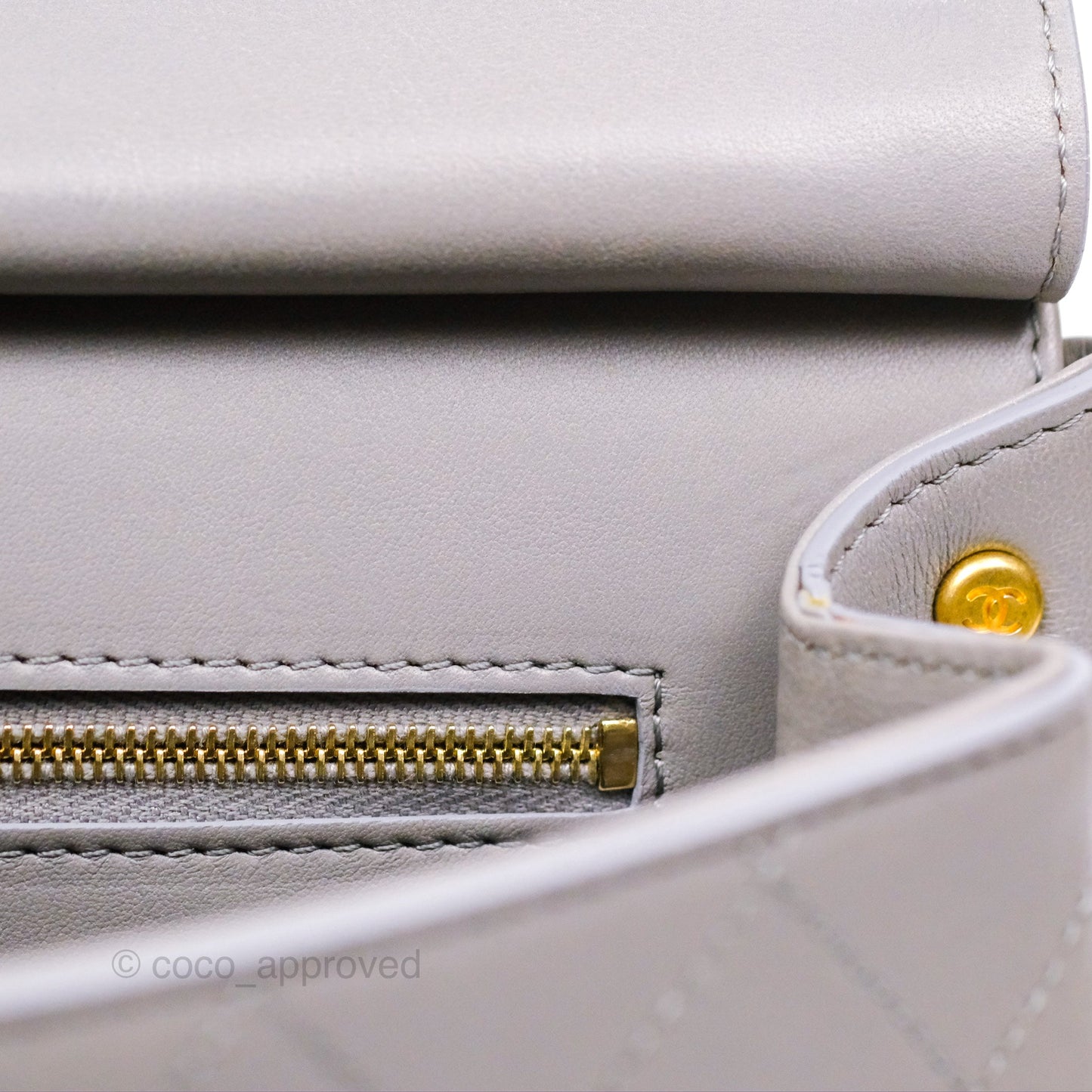 Chanel Small Quilted Coco Luxe Flap Bag Grey Calfskin Aged Gold Hardware