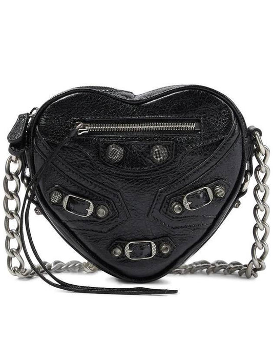 Luxury Balenciaga Le Cagole Heart Cross Mini Bag Black