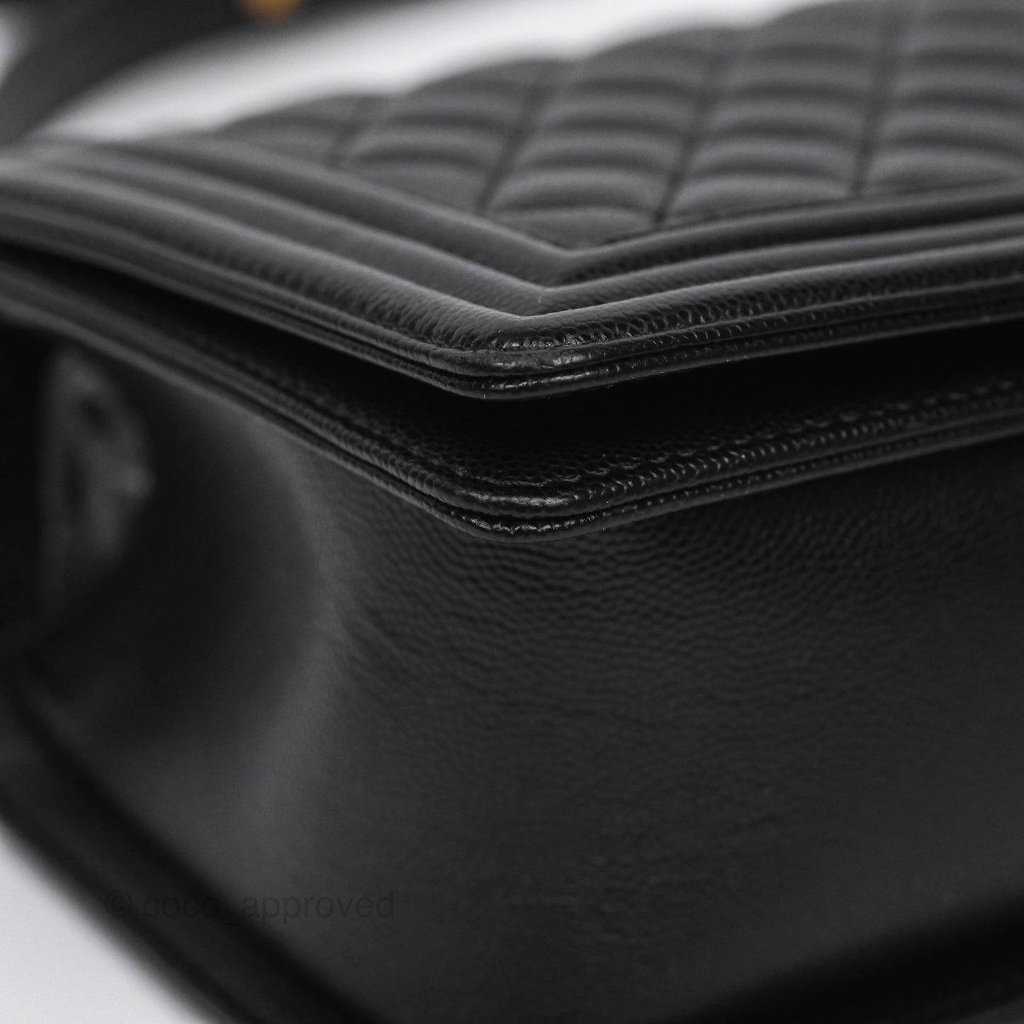 Chanel Medium Boy Quilted Black Caviar Aged Gold Hardware