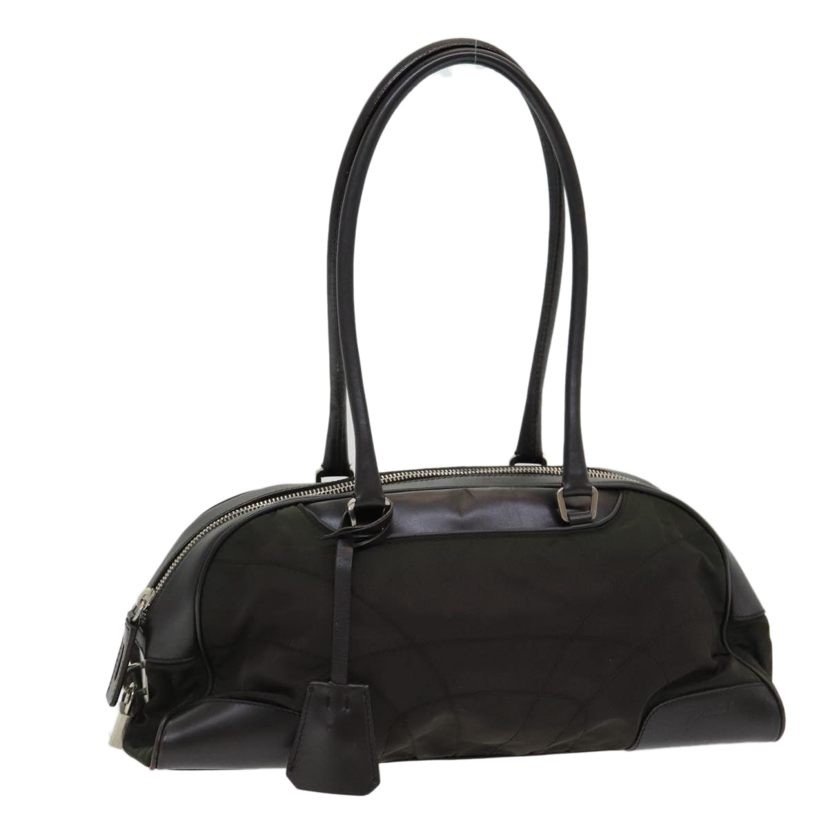 Luxury Prada Shoulder Bag Nylon Khaki Silver  86724