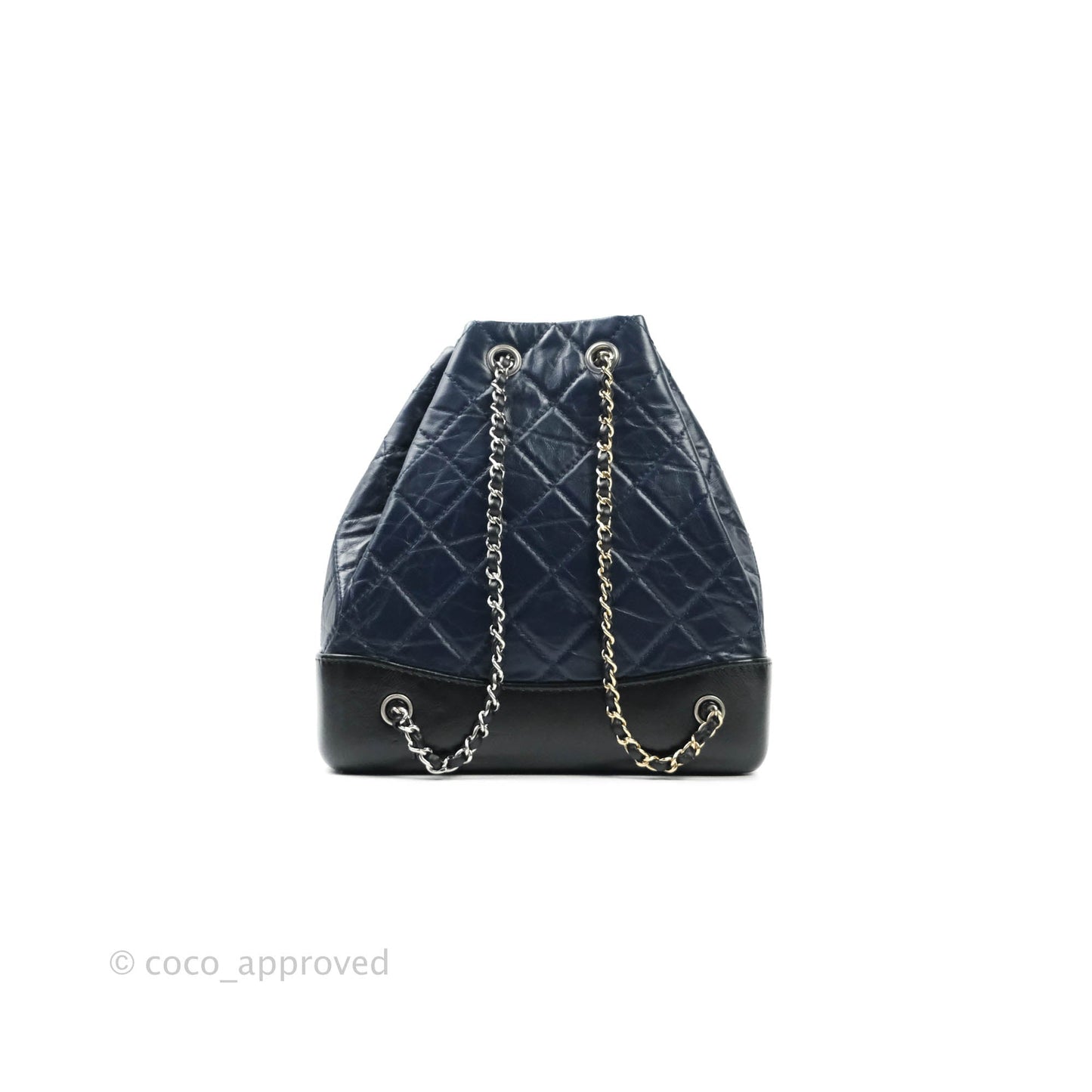 Chanel Gabrielle Backpack Black Aged Calfskin Small Navy Black
