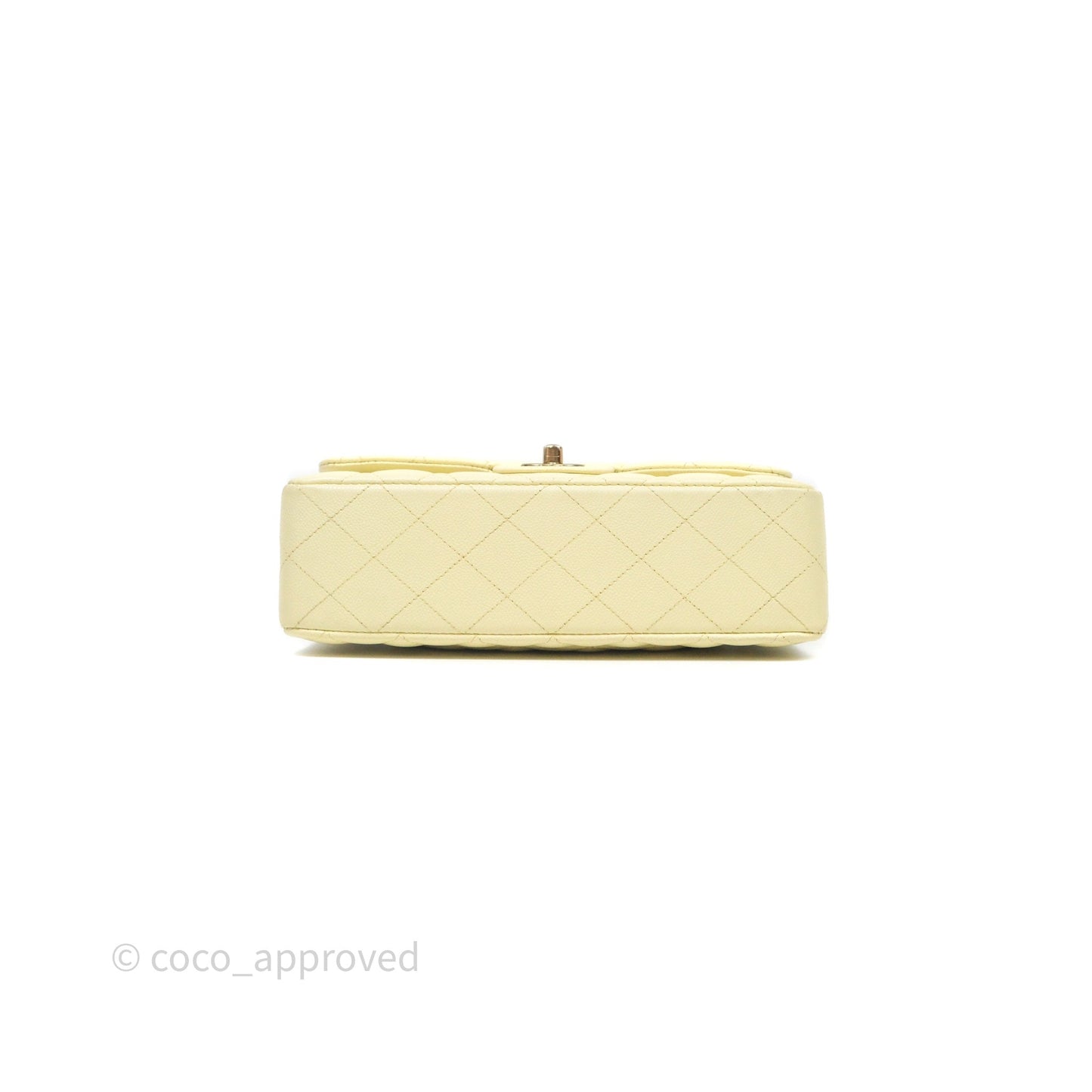 Chanel Small Classic Quilted Flap Light Yellow Caviar Gold Hardware