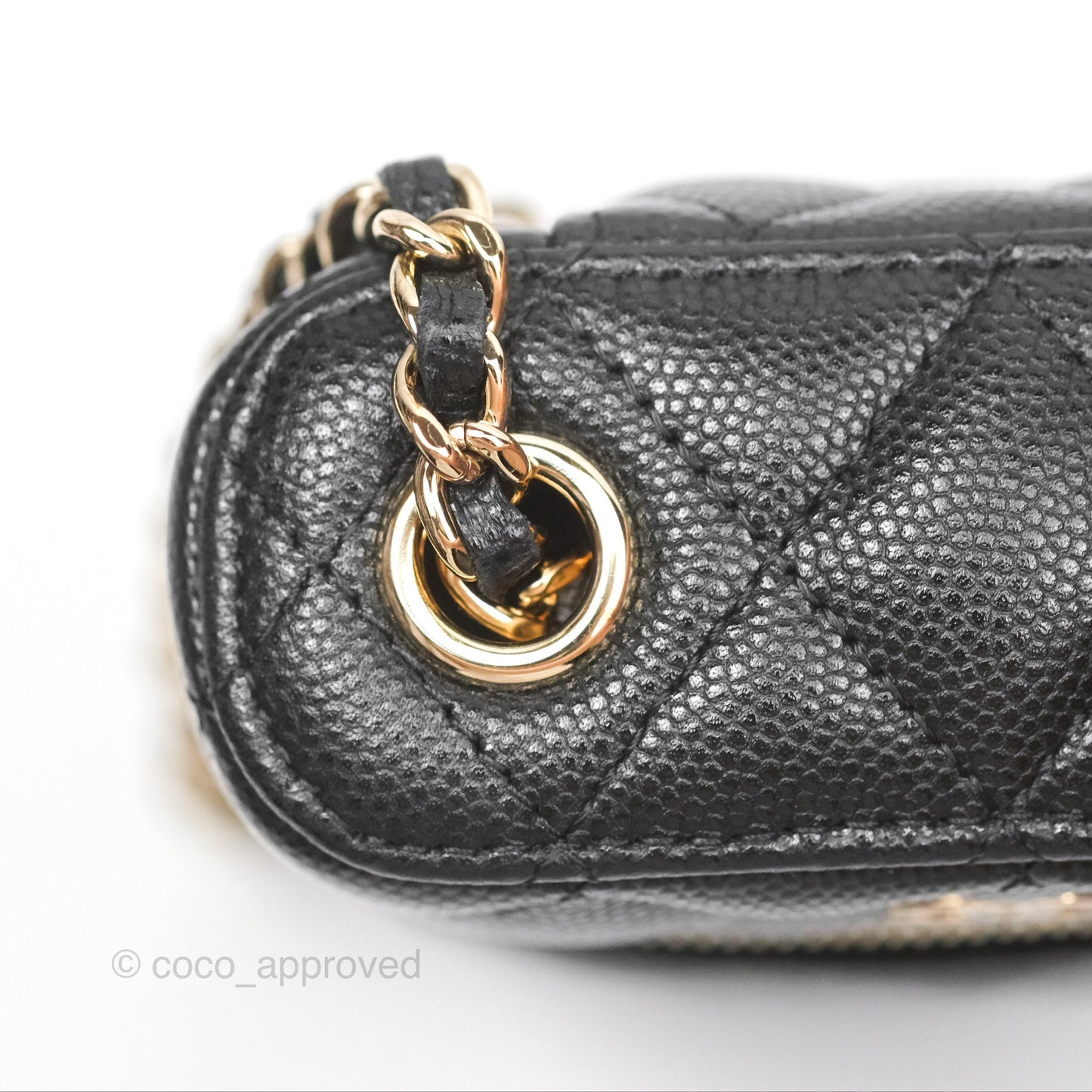 Chanel Vanity Phone Holder With Chain Black Caviar Gold Hardware