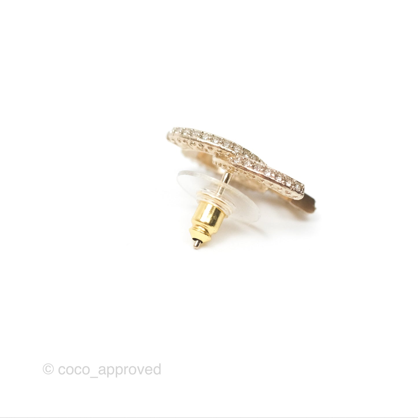 Chanel Crystal CC Earrings Gold Tone 23V