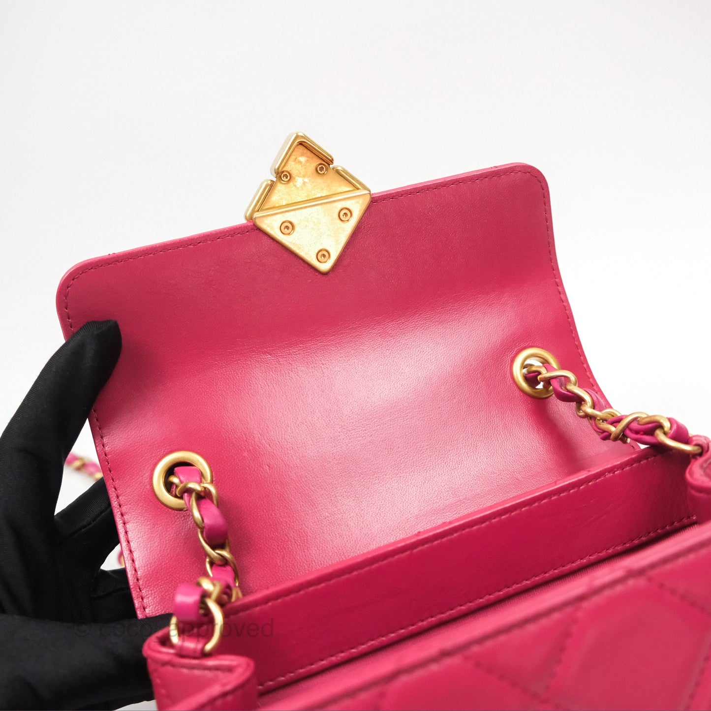 Chanel Diamond Lock CC Flap Bag Pink Lambskin Gold Hardware