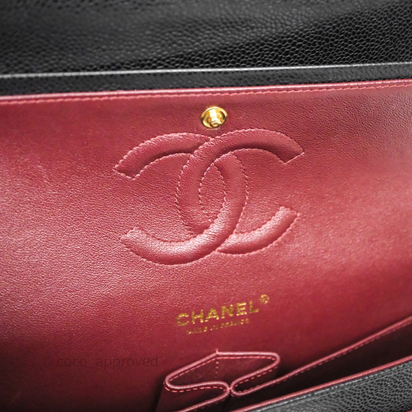 Chanel Classic M/L Medium Double Flap Black Caviar Gold Hardware