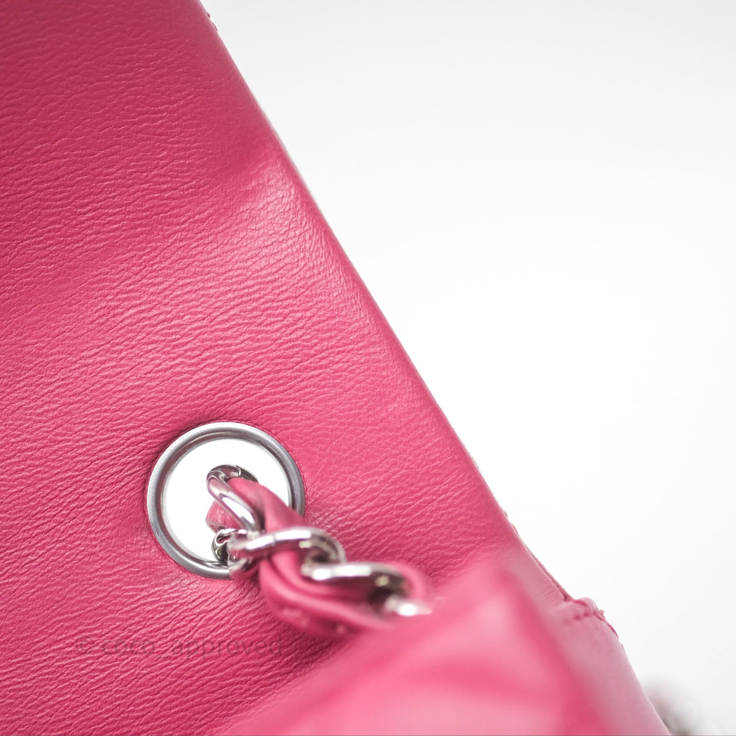 Chanel Quilted Mini Rectangular Flap Dark Pink Lambskin Silver Hardware