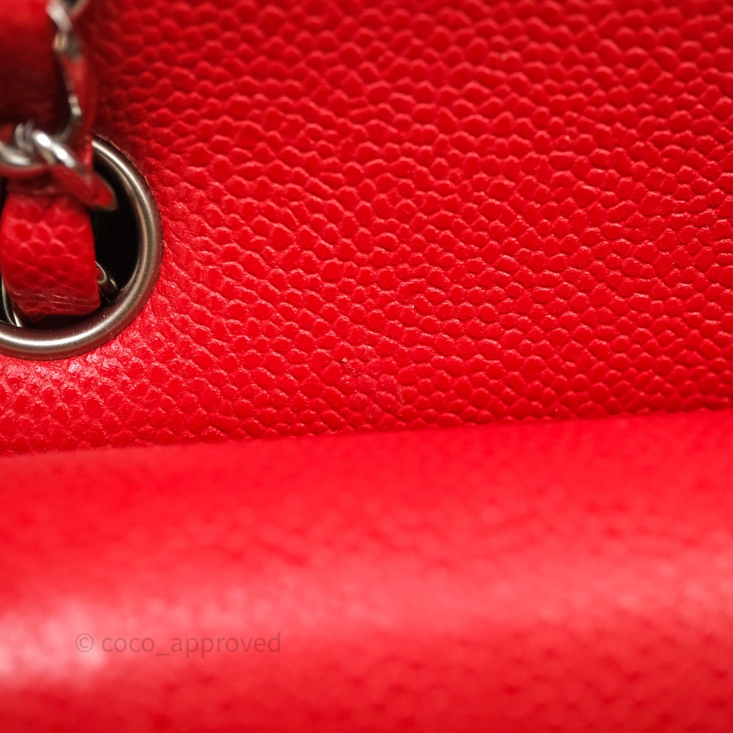 Chanel Small Classic Flap Quilted Red Caviar Silver Hardware