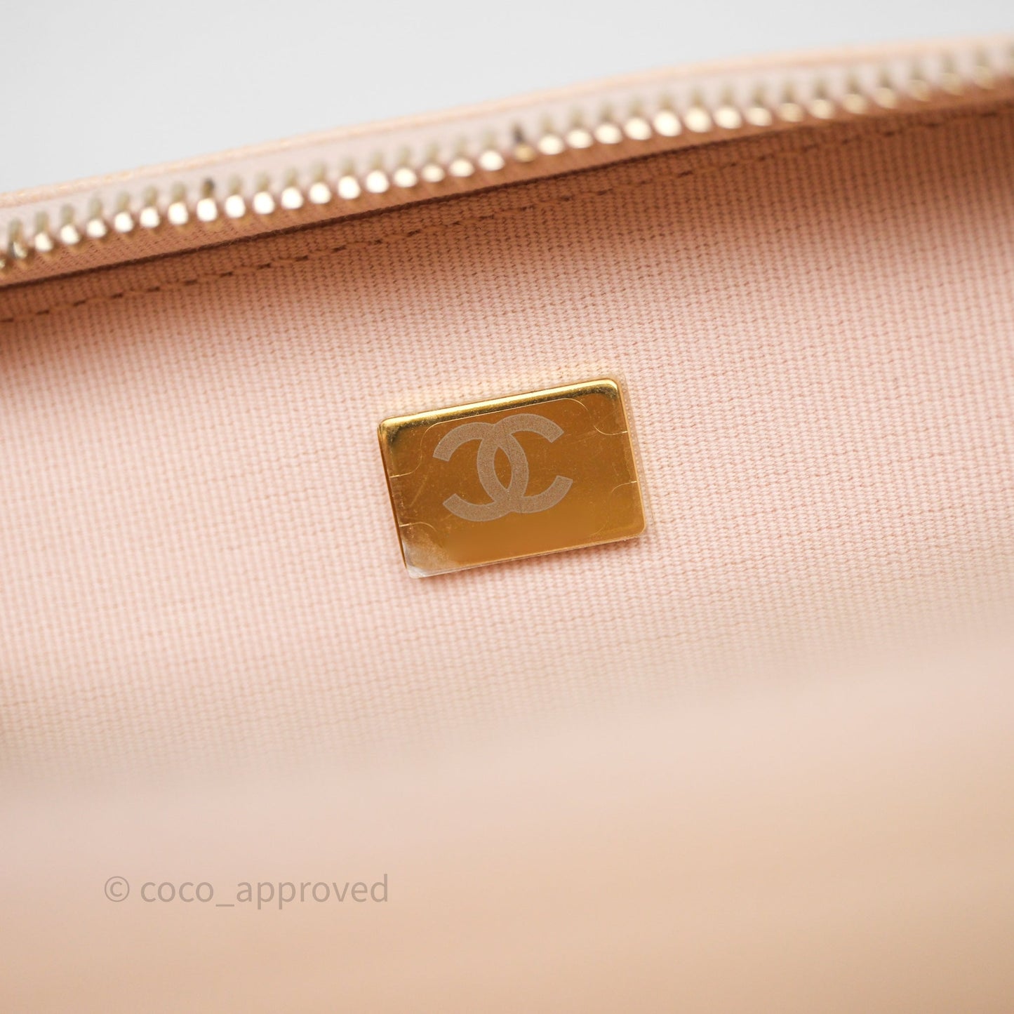 Chanel Small Like The Wallet Flap Quilted Light Beige Pink Caviar Gold Hardware 22C