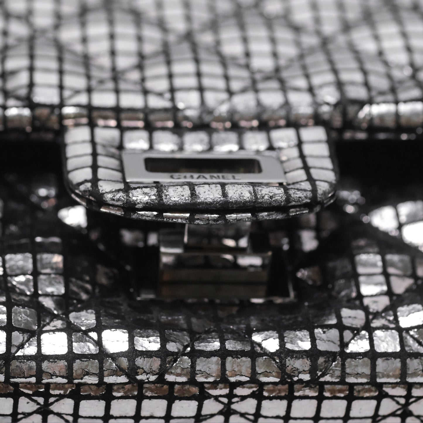 Chanel Mirror Reissue 2.55 Quilted Silver Suede Calfskin Gun Metal Hardware