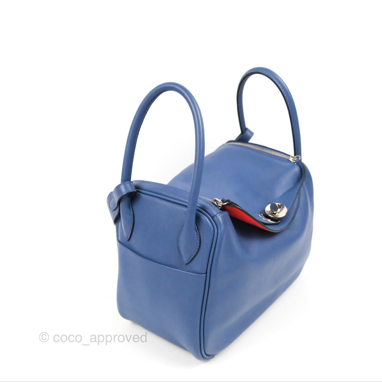 Hermès Lindy 26 Bleu Brighton/ Capucine Swift Palladium Hardware