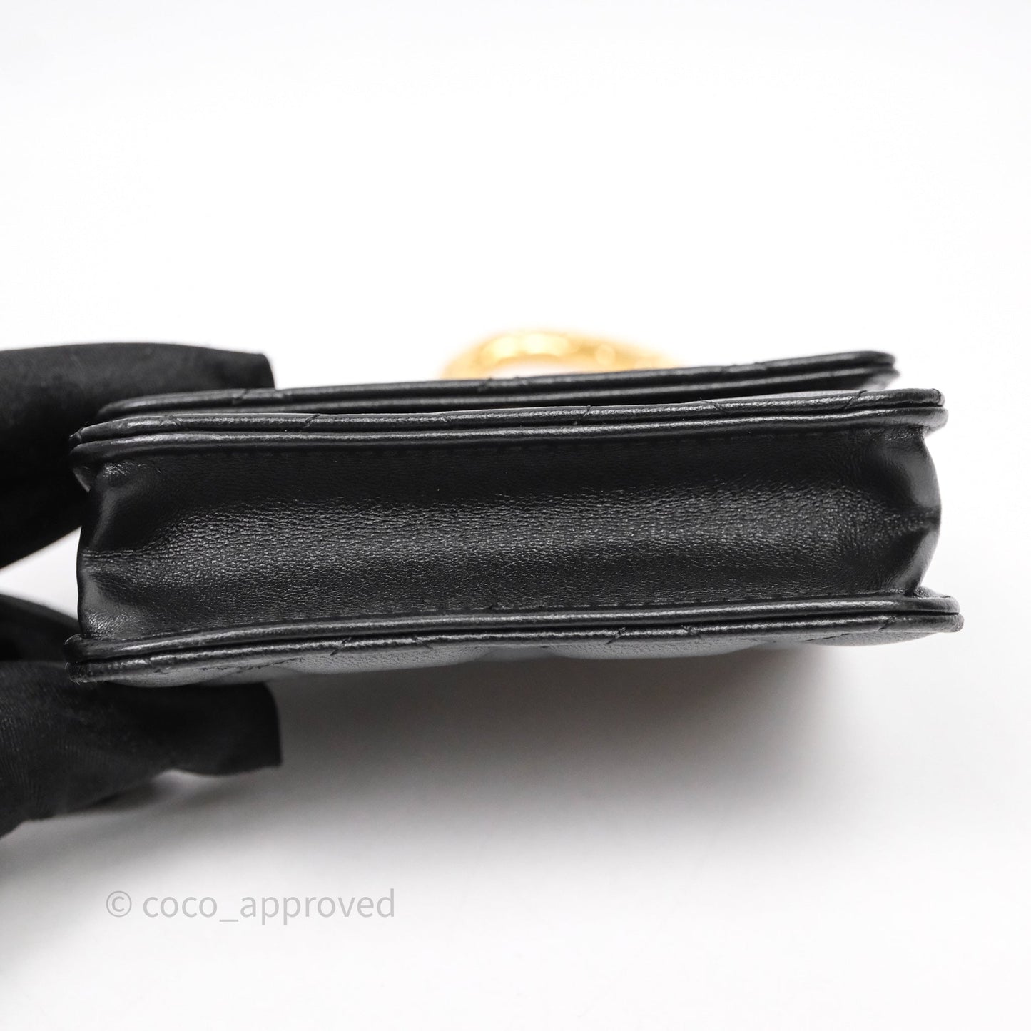 Chanel Jewel Hook Card Holder Black Lambskin Aged Gold Hardware