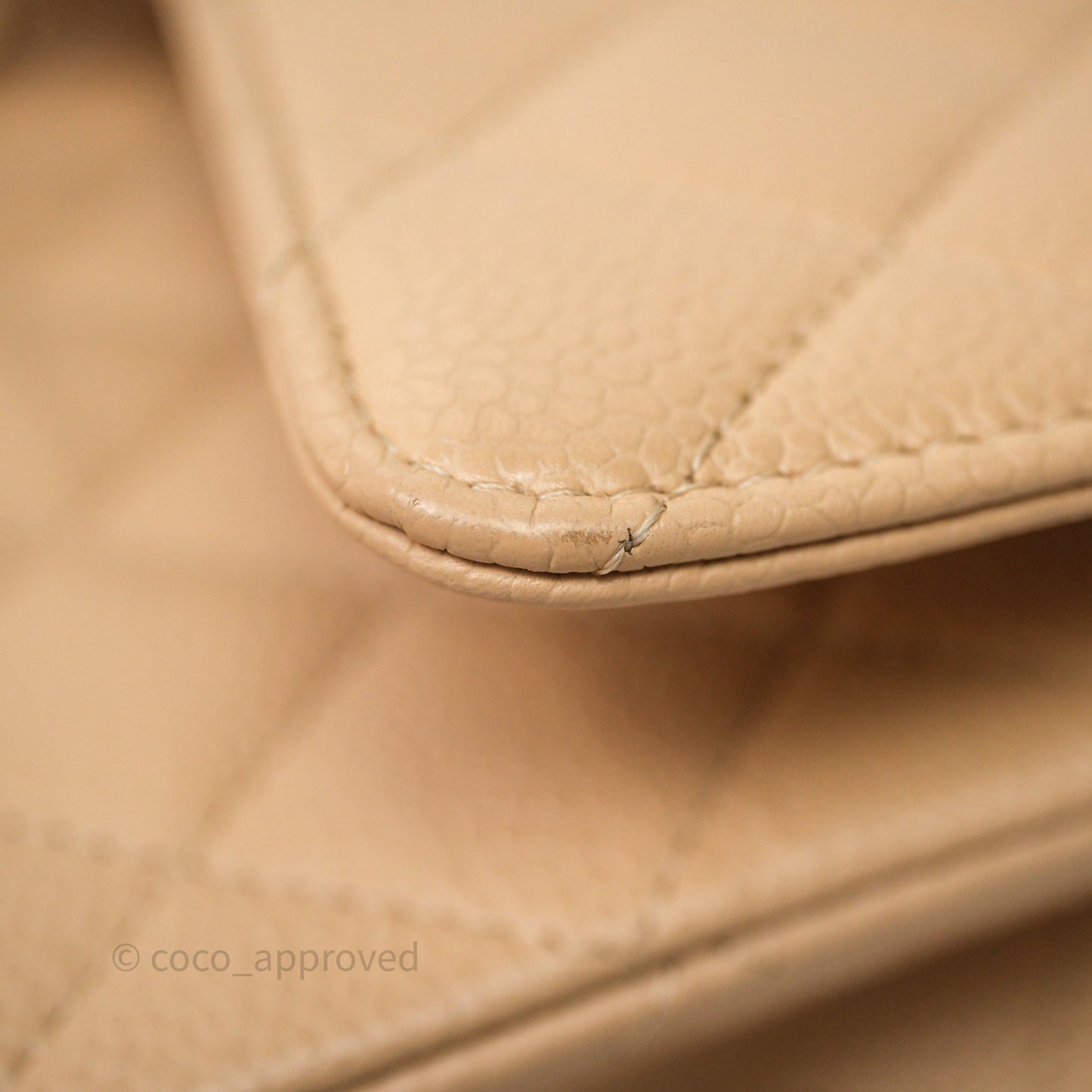 Chanel Classic M/L Medium Flap Quilted Beige Caviar Gold Hardware