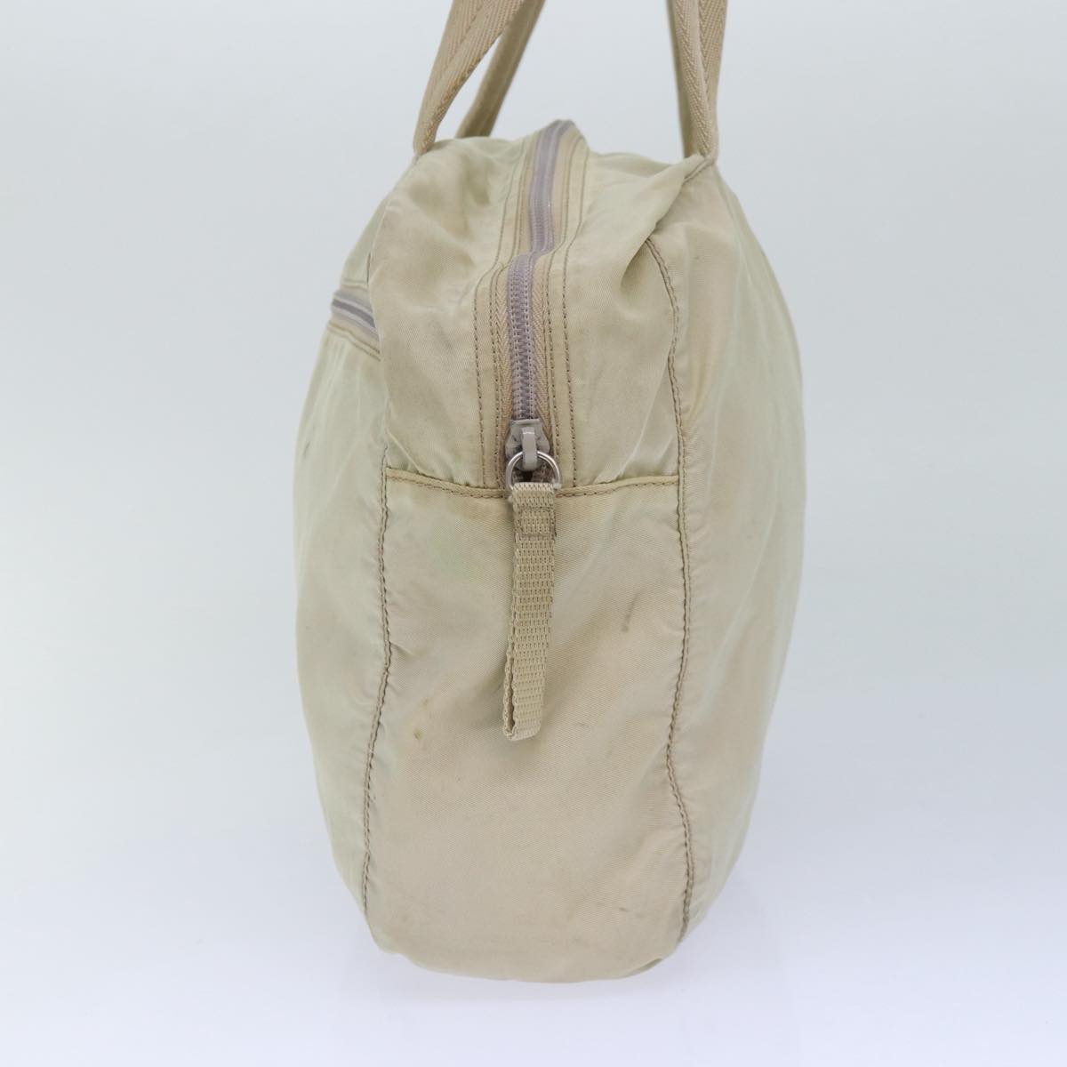 Luxury Prada Hand Bag Nylon Cream Silver  86873