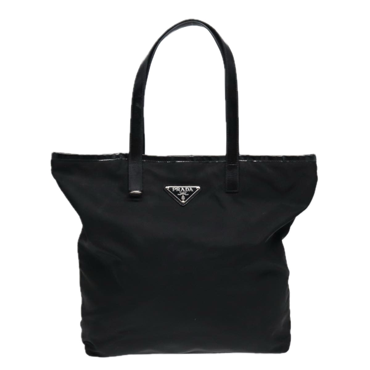 Luxury Prada Tote Bag Nylon Black Silver  86877