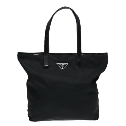 Luxury Prada Tote Bag Nylon Black Silver  86877