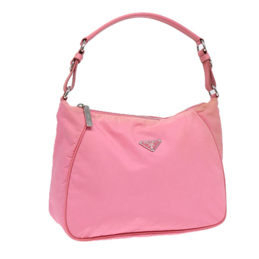 Luxury Prada Shoulder Bag Nylon Pink Silver  86879