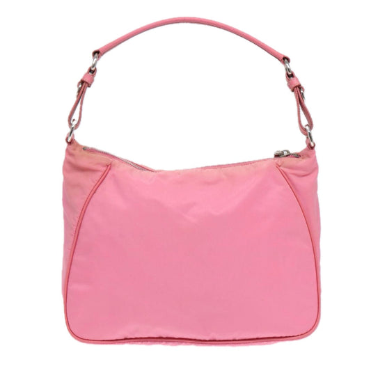 Luxury Prada Shoulder Bag Nylon Pink Silver  86879