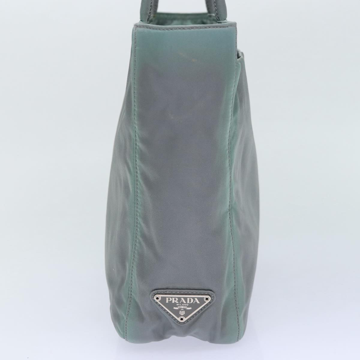 Luxury Prada Hand Bag Nylon Gray Silver  86881