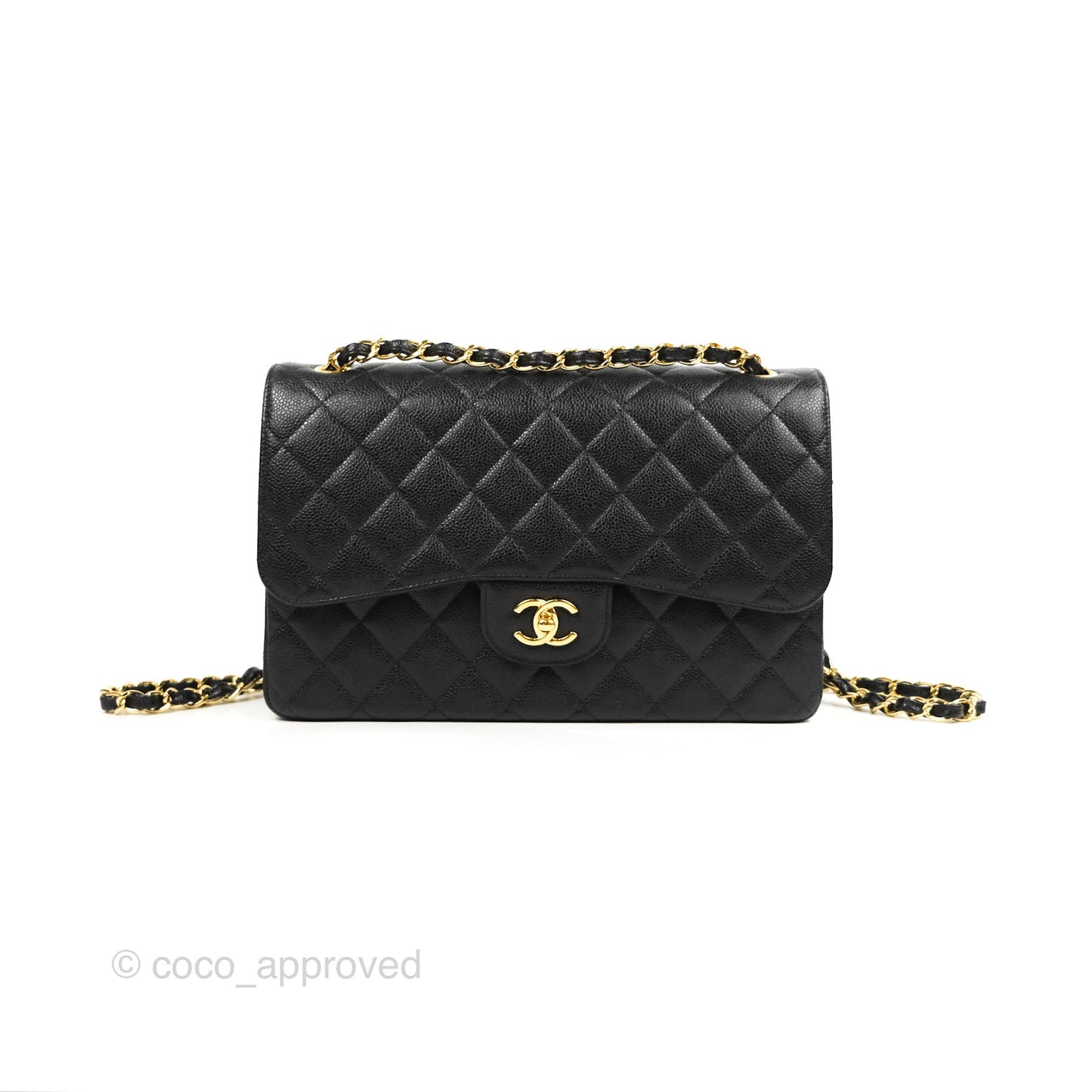 Chanel Jumbo Double Flap Black Caviar Gold Hardware⁣⁣