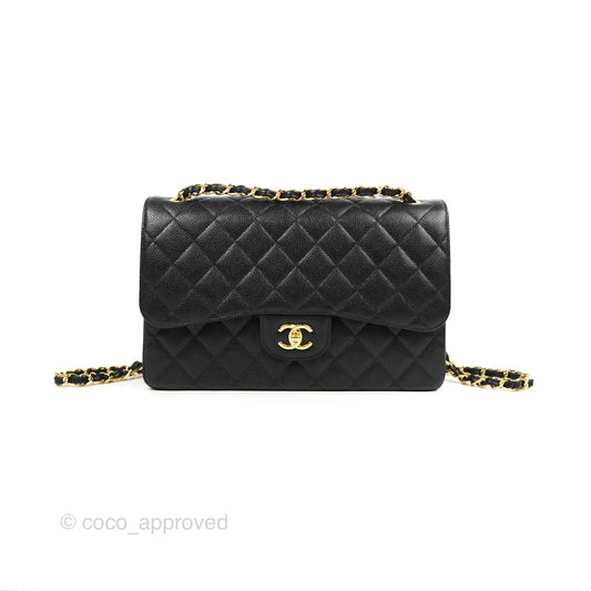 Chanel Jumbo Double Flap Black Caviar Gold Hardware⁣⁣