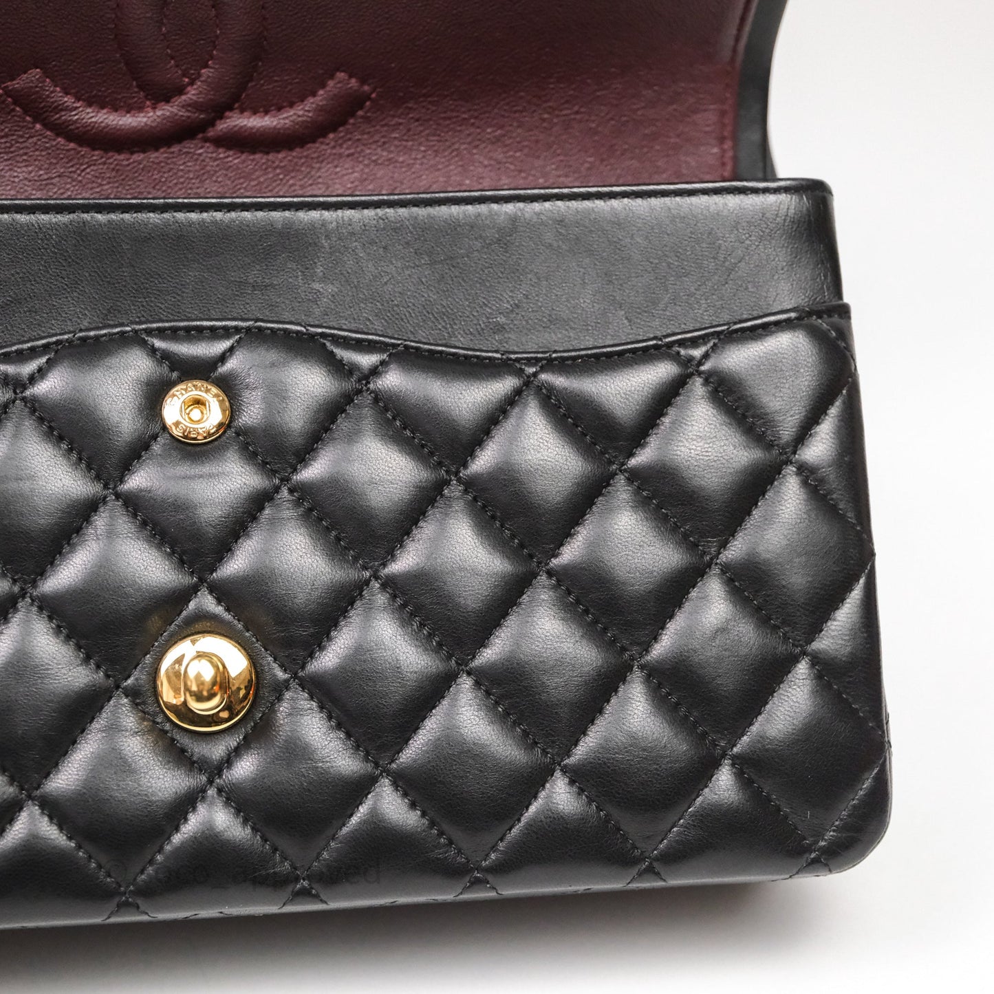 Chanel Classic M/L Medium Flap Quilted Black Lambskin Gold Hardware