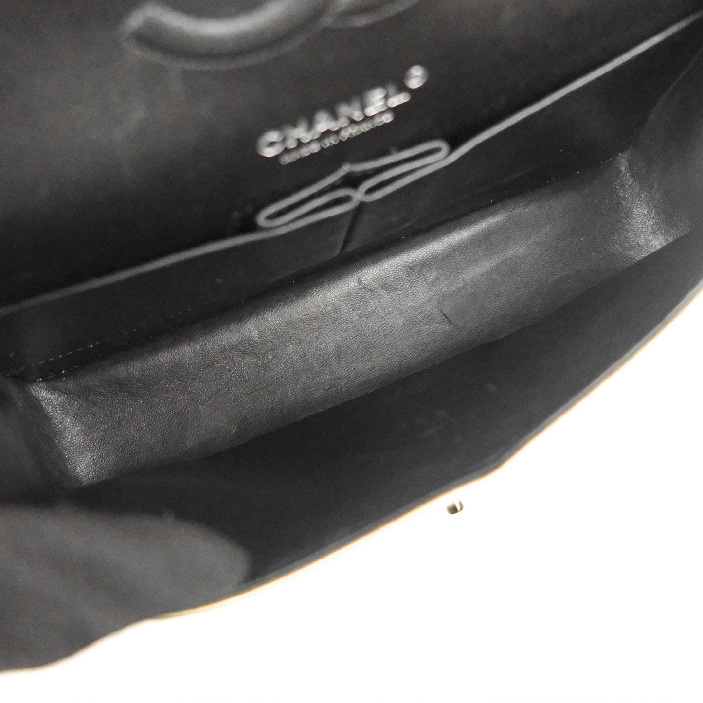 Chanel Classic M/L Medium Flap Quilted Metallic Gold Lambskin Gun Metal