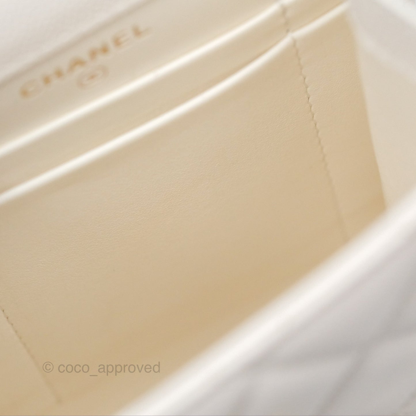 Chanel Classic Quilted Phone Holder White Caviar Gold Hardware