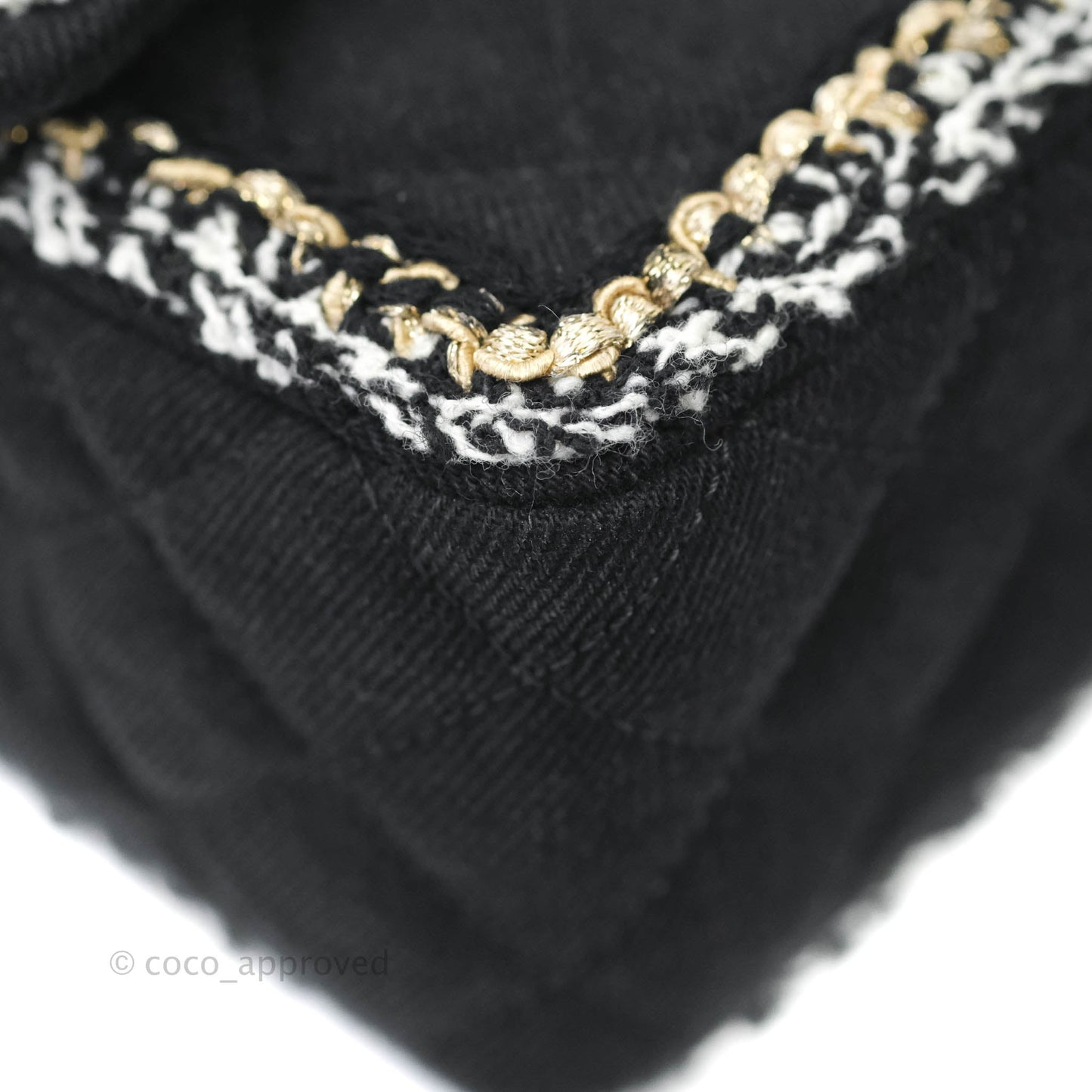 Chanel Classic Flap Bag Black Denim Braided Gold Hardware 18A