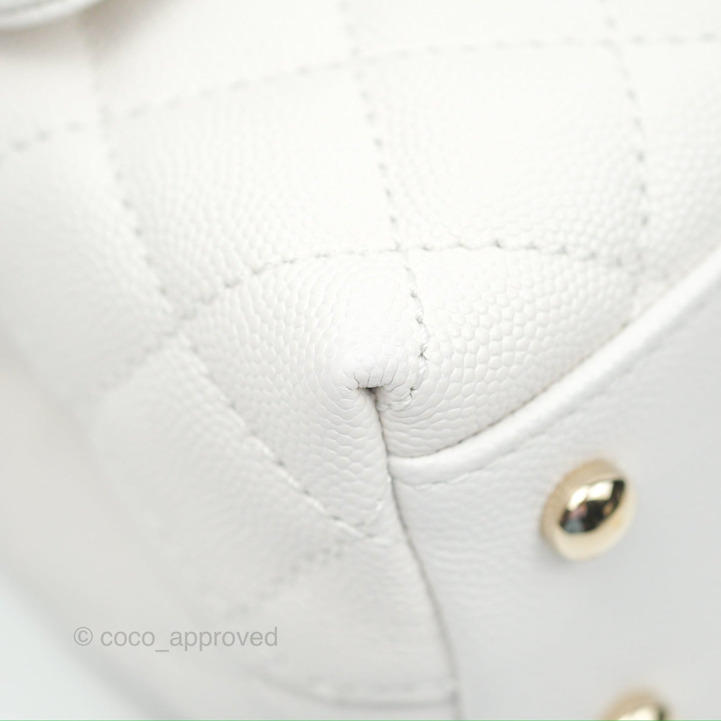 Chanel Small Quilted Coco Handle White Caviar Gold Hardware