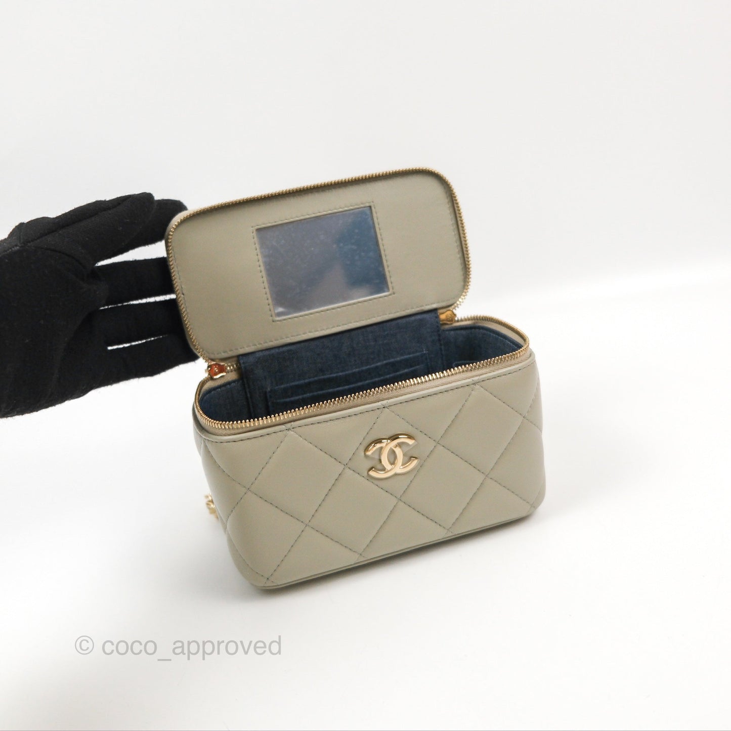 Chanel Vanity with Resin Chain Grey Lambskin Gold Hardware