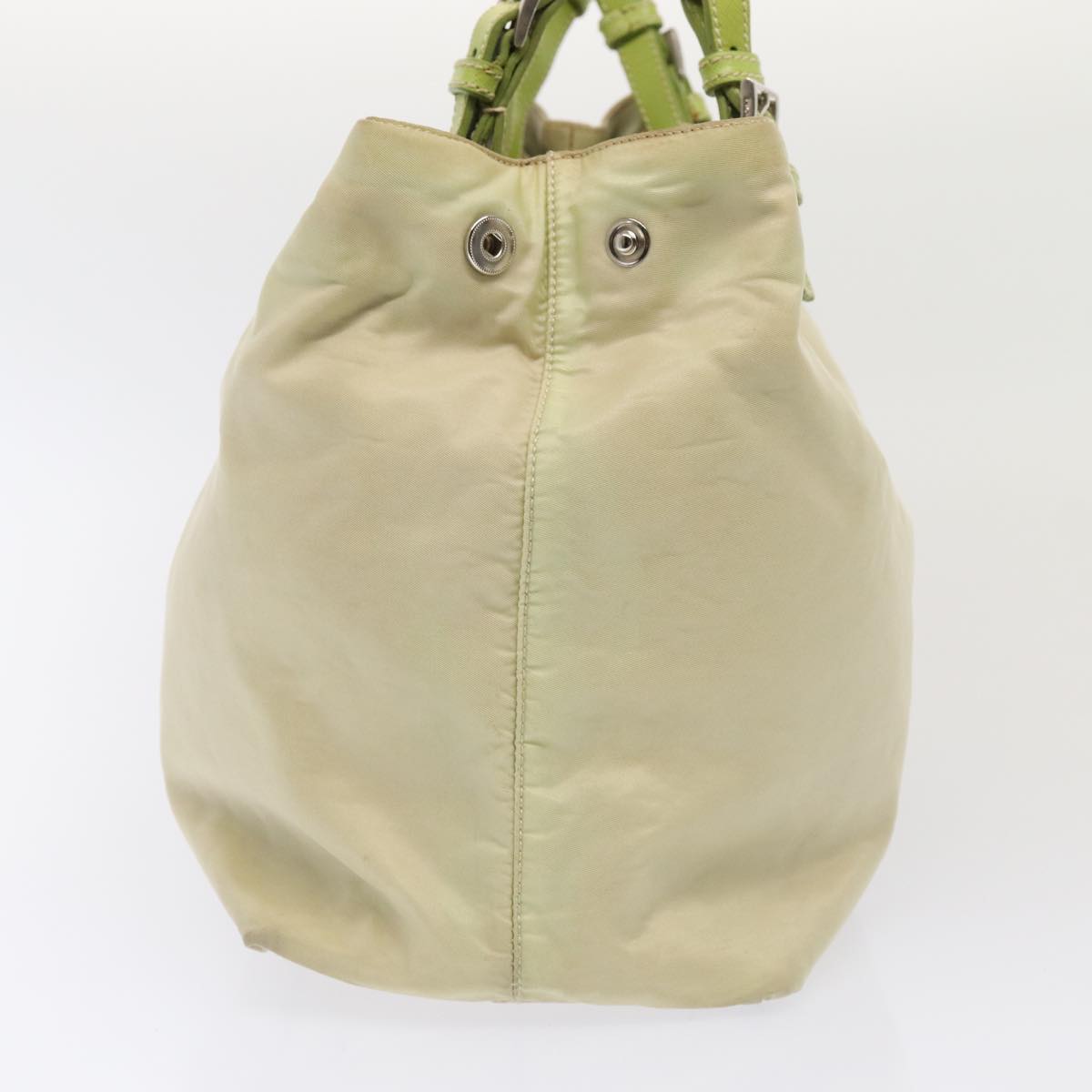 Luxury Prada Tote Bag Nylon Beige Silver Green  86906