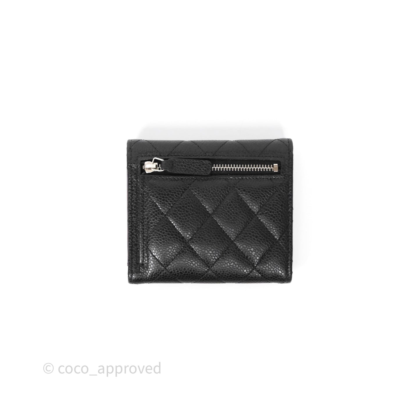 Chanel Classic Short Flap Wallet Black Caviar Silver Hardware