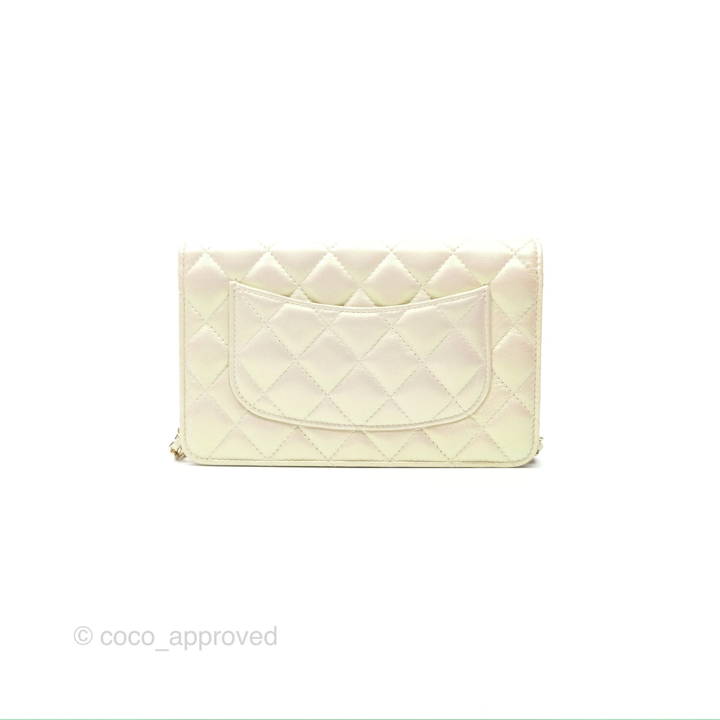 Chanel Quilted Wallet on Chain WOC Iridescent Ivory Gold Hardware 20A