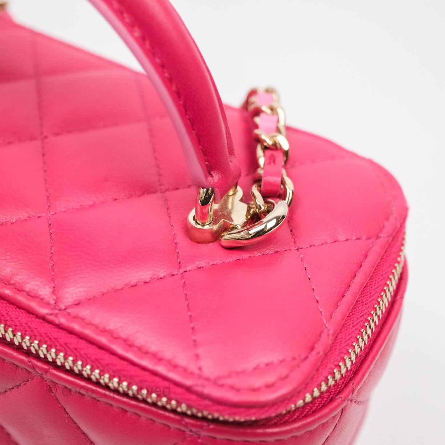 Chanel Vanity Rectangular Top Handle Pink Lambskin Gold Hardware