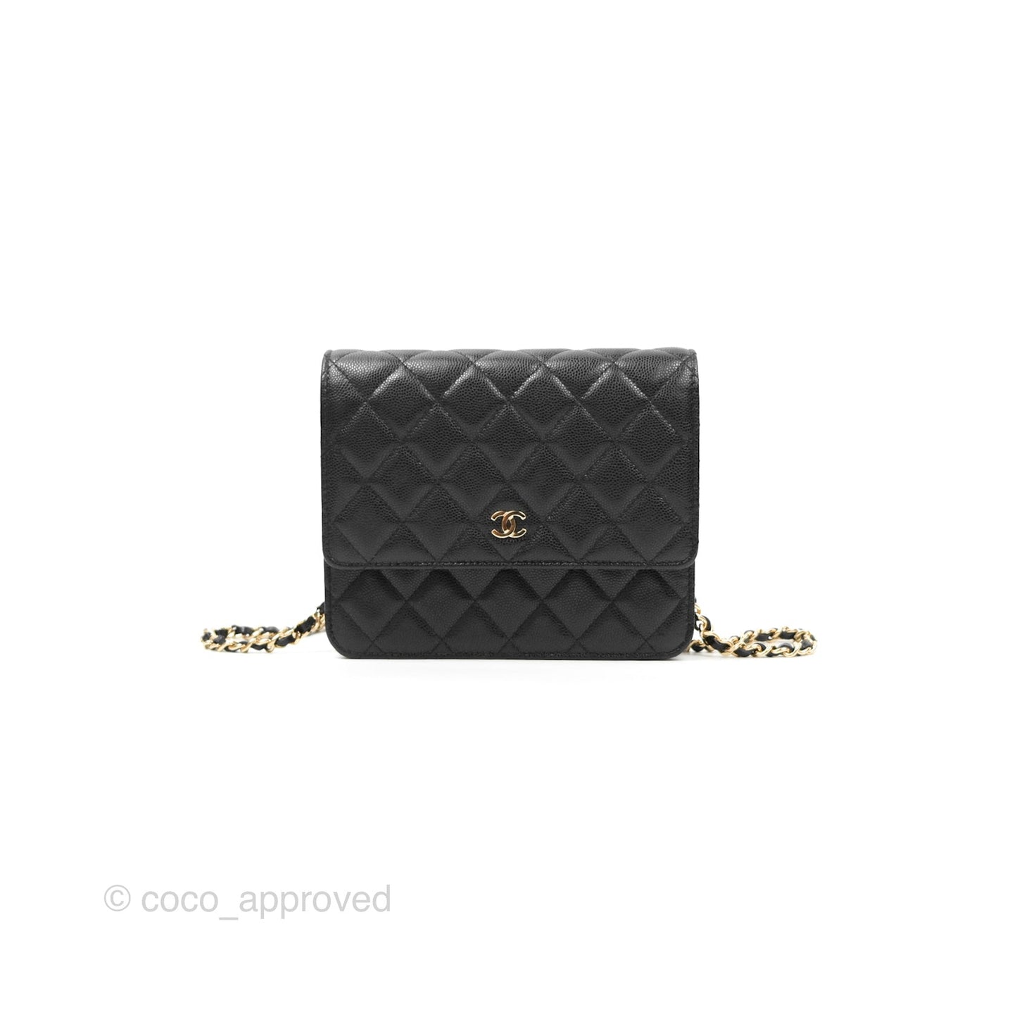 Chanel Square Flap WOC Black Caviar Gold Hardware