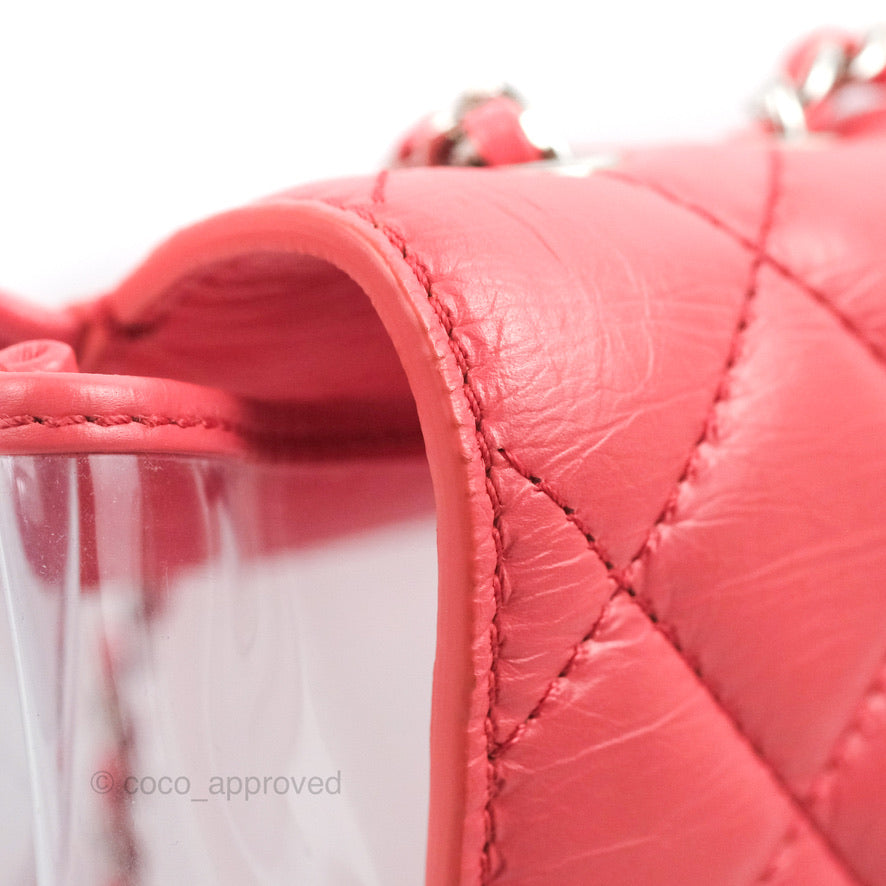 Chanel Aquarium PVC Coral Pink Crumpled Calfskin Silver Hardware