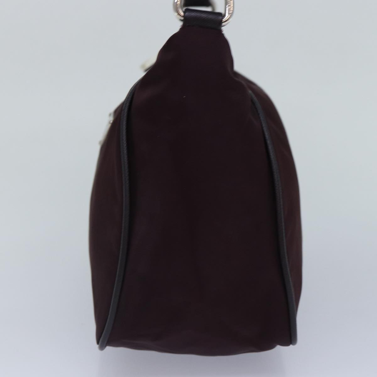 Luxury Prada Shoulder Bag Nylon Wine Red Silver  86985