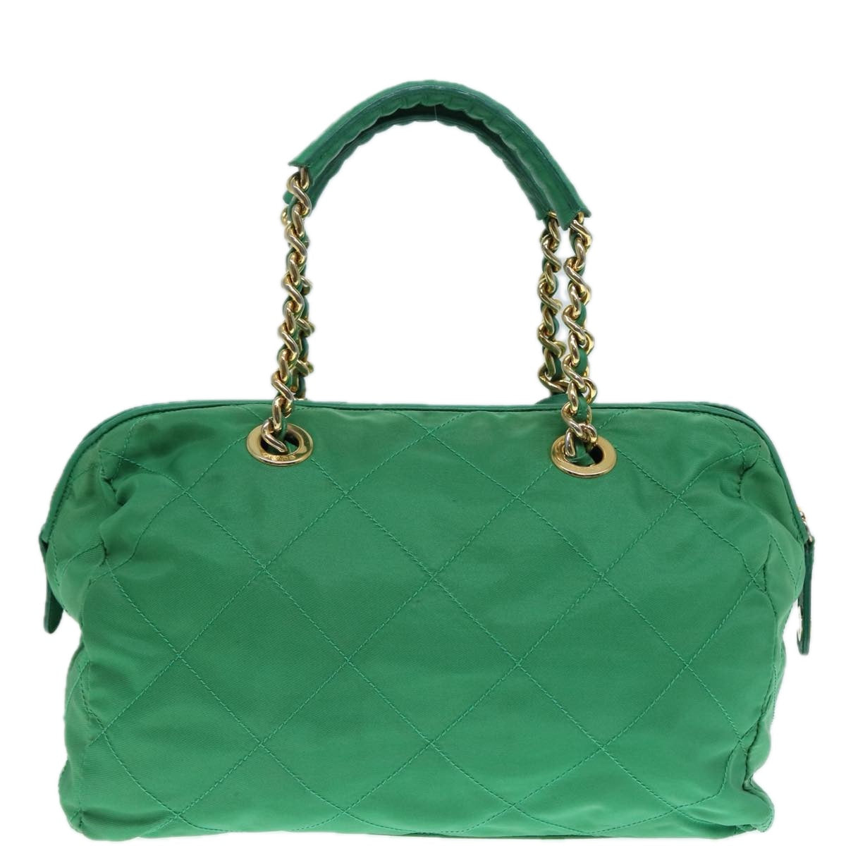 Luxury Prada Hand Bag Nylon Green Gold  86987