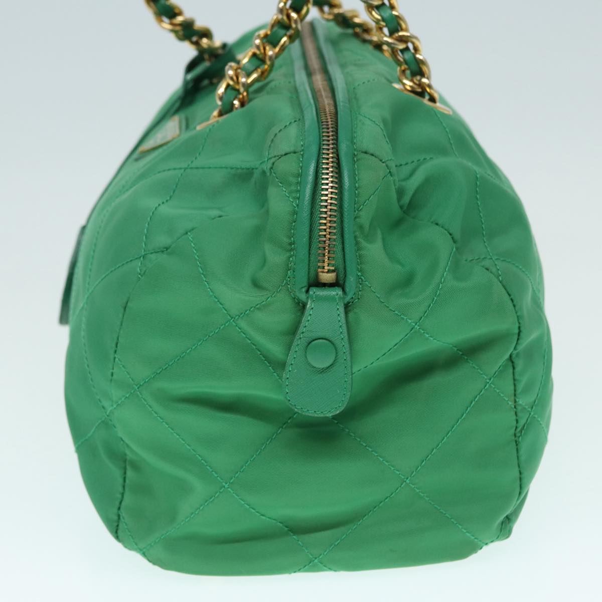 Luxury Prada Hand Bag Nylon Green Gold  86987