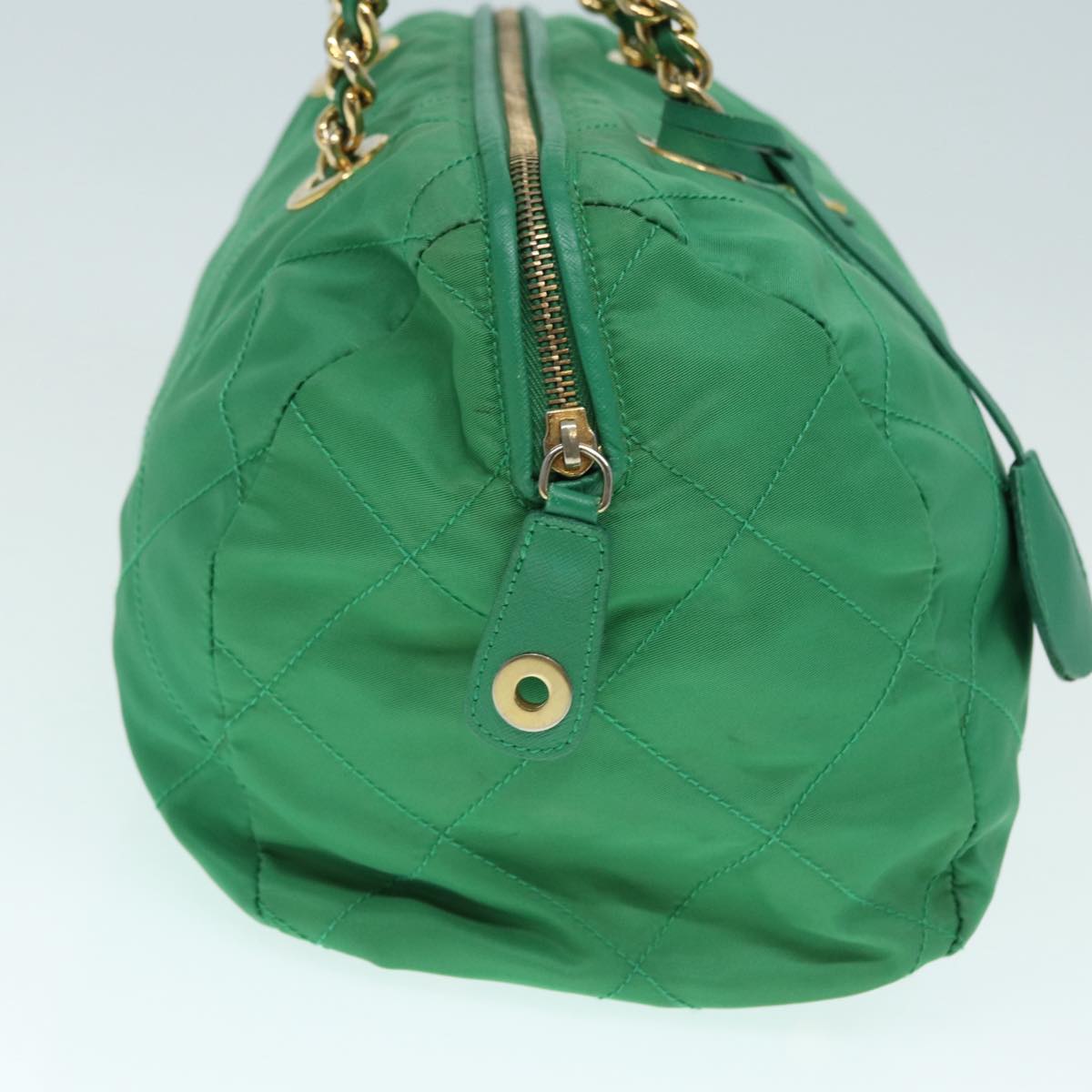 Luxury Prada Hand Bag Nylon Green Gold  86987