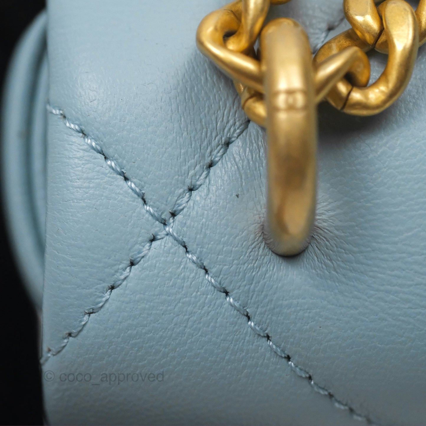 Chanel Quilted Enamel Pending CC Small Square Flap Baby Blue Lambskin 22P